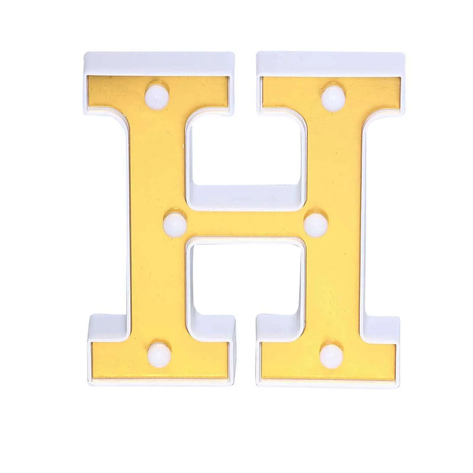 3D Marquee Letter "H" Gold with Warm White 6 LED Lights 6" - Light-Up Accent for Displays - Image 8