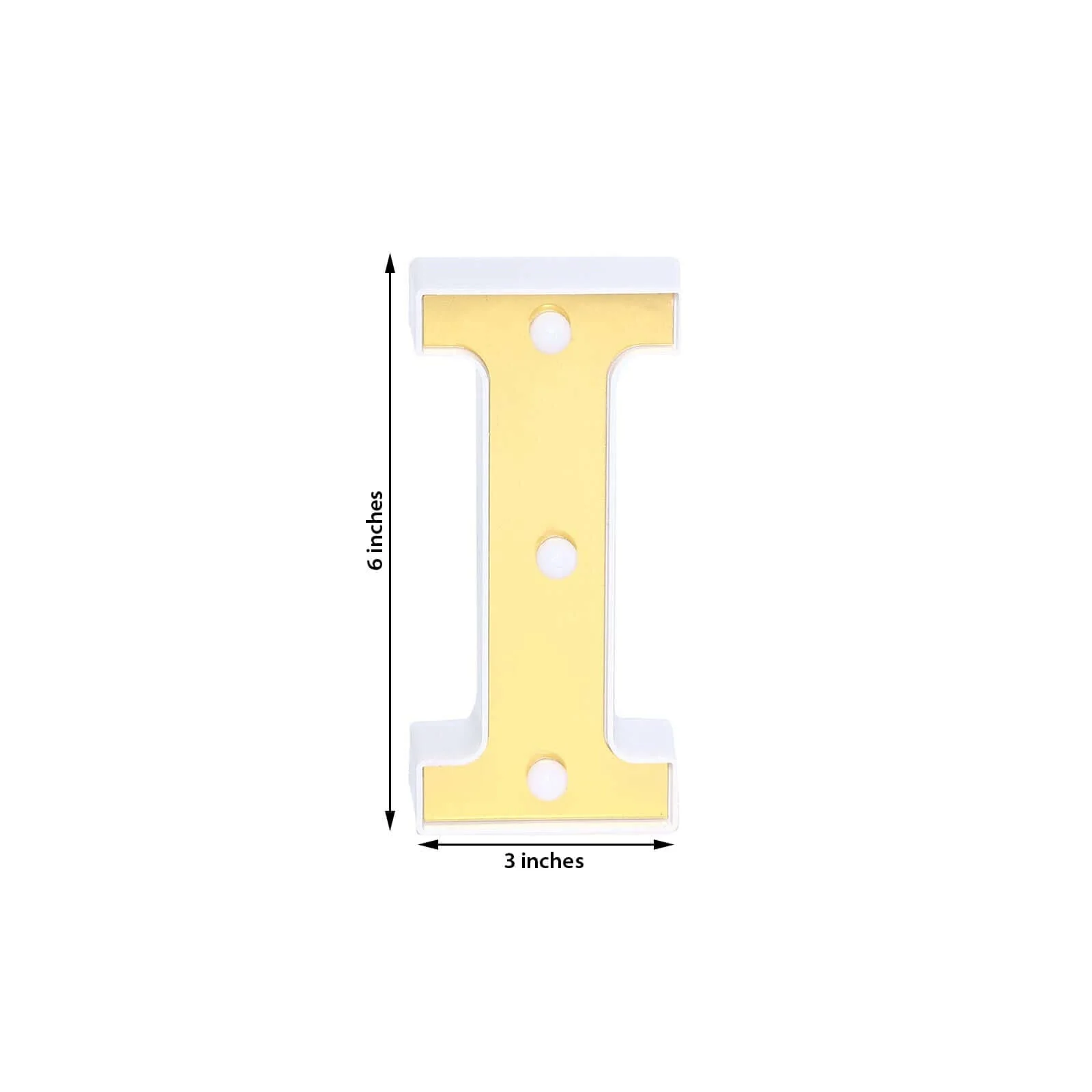 3D Marquee Letter "I" Gold with Warm White 3 LED Lights 6" - Light-Up Accent for Displays - Image 3