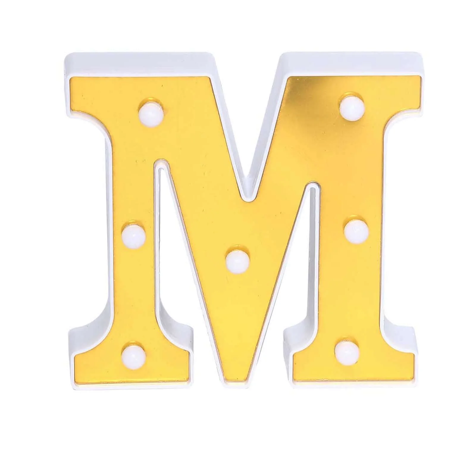3D Marquee Letter "M" Gold with Warm White 7 LED Lights 6" - Light-Up Accent for Displays - Image 7
