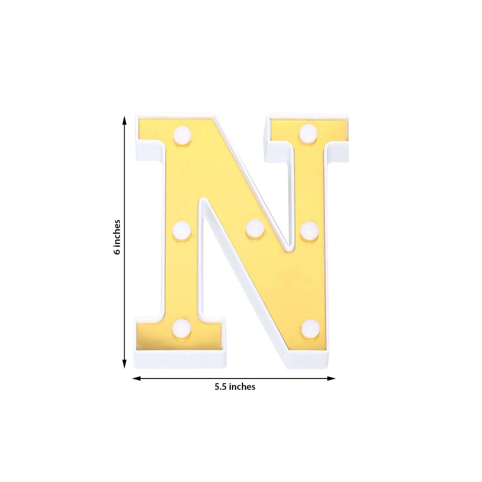 3D Marquee Letter "N" Gold with Warm White 7 LED Lights 6" - Light-Up Accent for Displays - Image 3