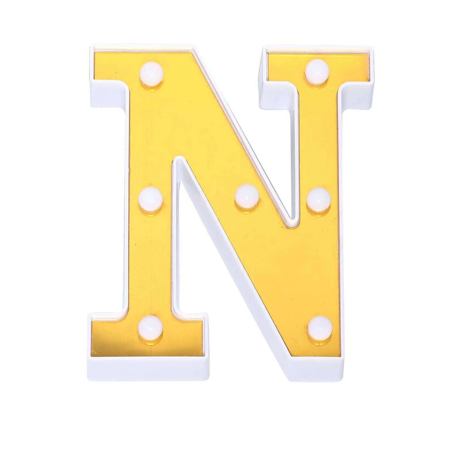 3D Marquee Letter "N" Gold with Warm White 7 LED Lights 6" - Light-Up Accent for Displays - Image 8