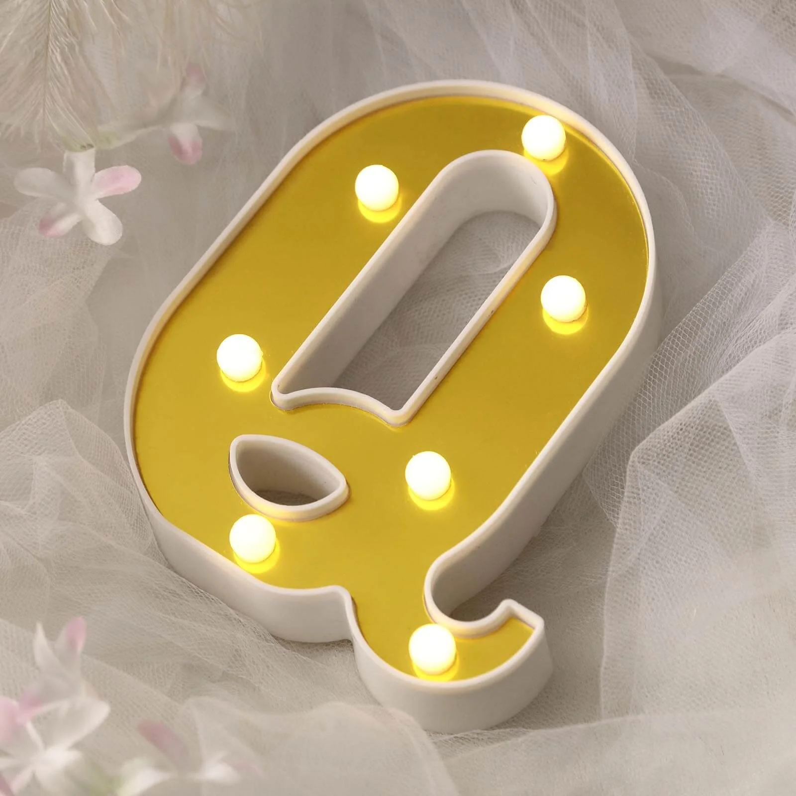 3D Marquee Letter "Q" Gold with Warm White 7 LED Lights 6" - Light-Up Accent for Displays - Image 6