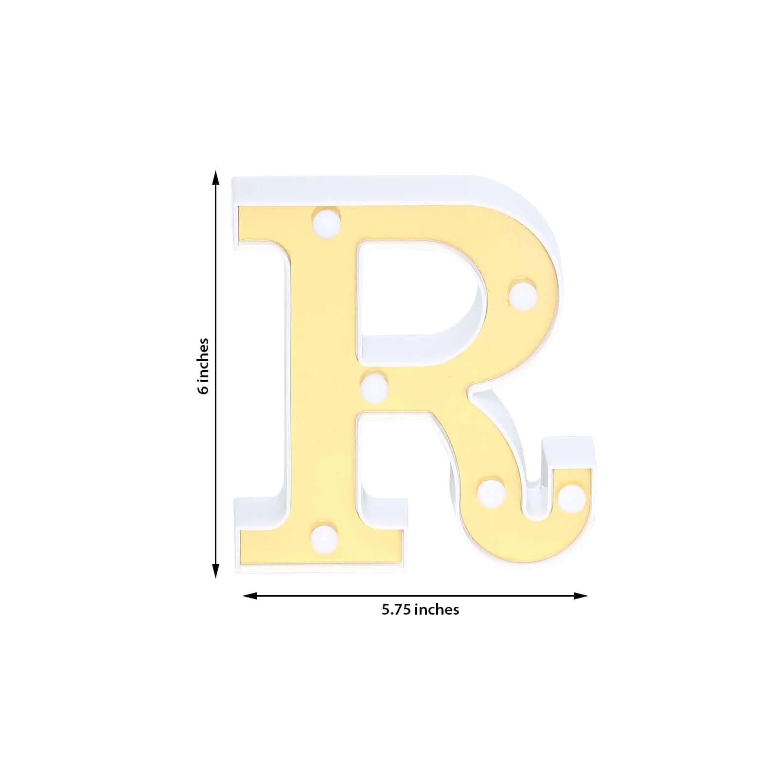 3D Marquee Letter "R" Gold with Warm White 6 LED Lights 6" - Light-Up Accent for Displays - Image 3