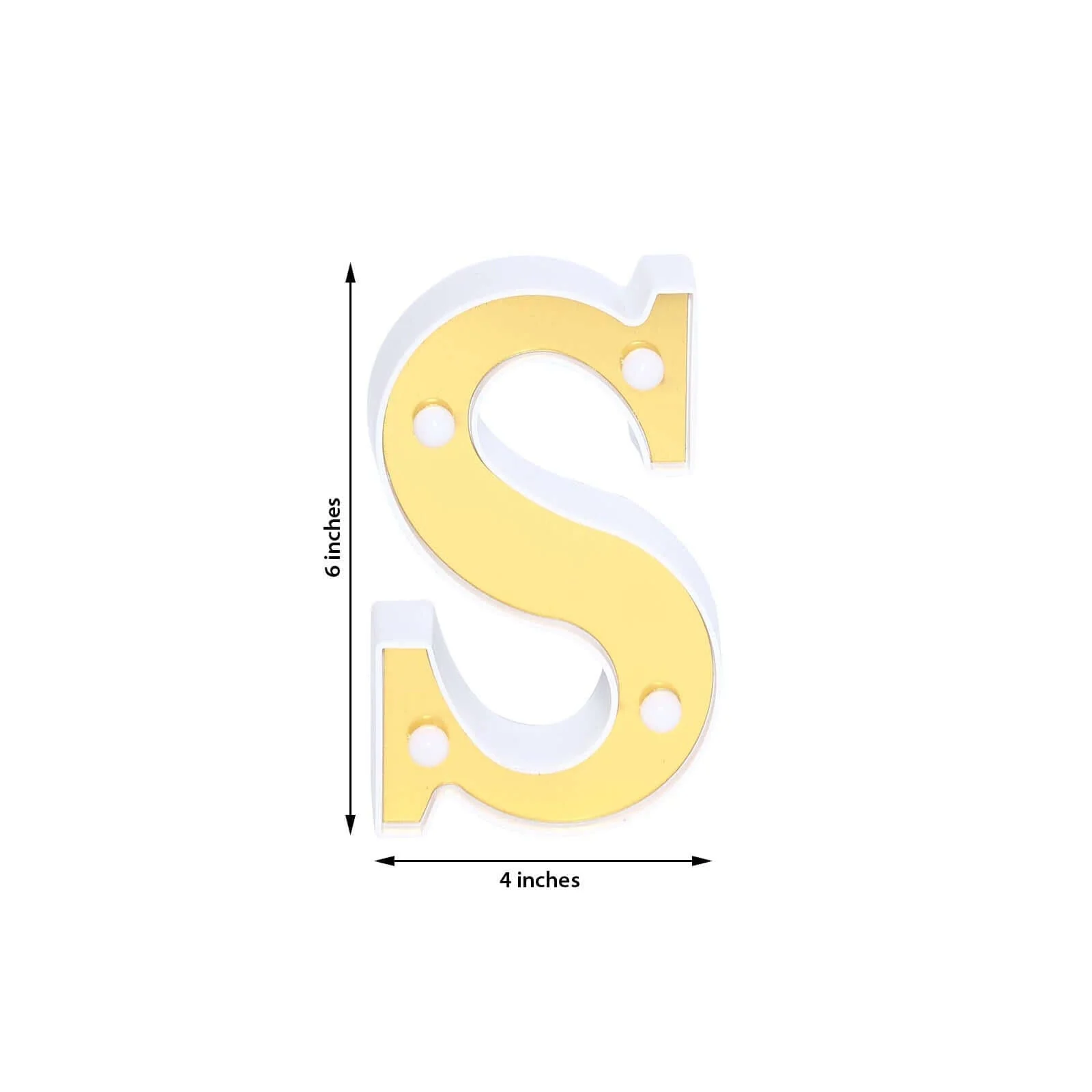 3D Marquee Letter "S" Gold with Warm White 4 LED Lights 6" - Light-Up Accent for Displays - Image 3