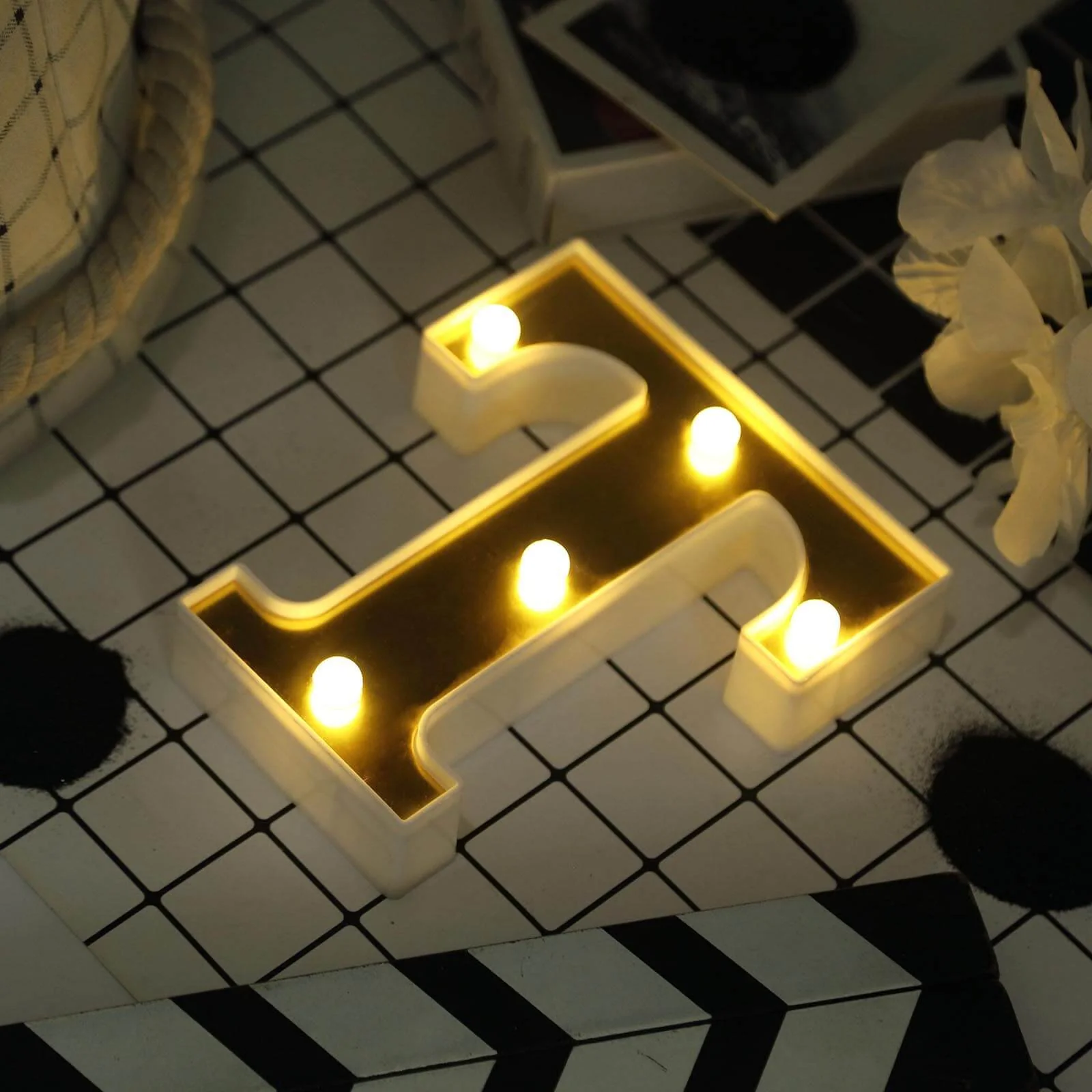 3D Marquee Letter "T" Gold with Warm White 5 LED Lights 6" - Light-Up Accent for Displays - Image 6