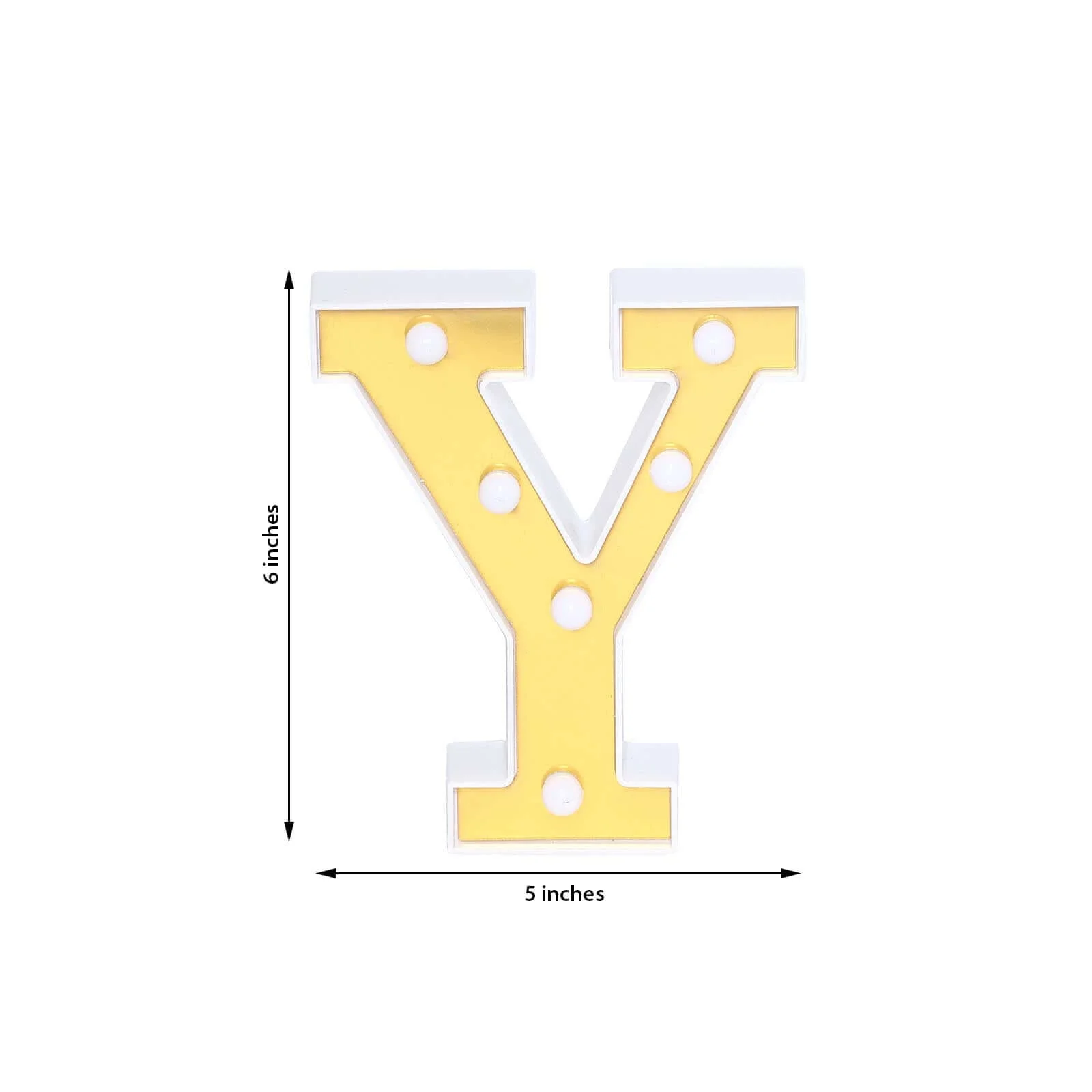 3D Marquee Letter "Y" Gold with Warm White 6 LED Lights 6" - Light-Up Accent for Displays - Image 3