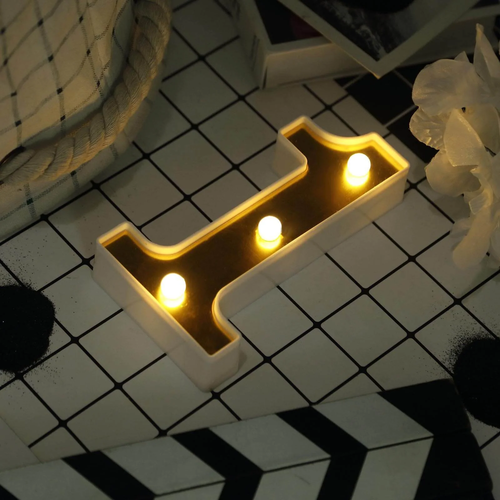 3D Marquee Number "1" Gold with Warm White 3 LED Lights 6" - Light-Up Decor for Weddings - Image 6