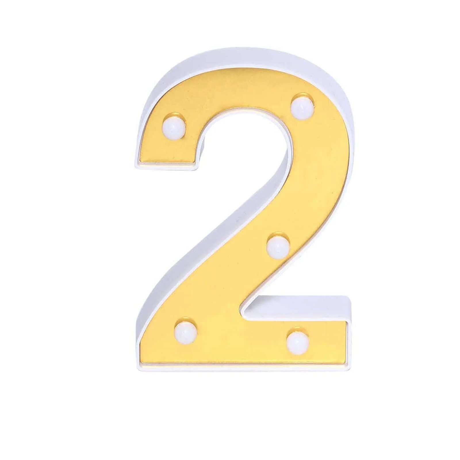 3D Marquee Number "2" Gold with Warm White 5 LED Lights 6" - Light-Up Decor for Weddings - Image 8