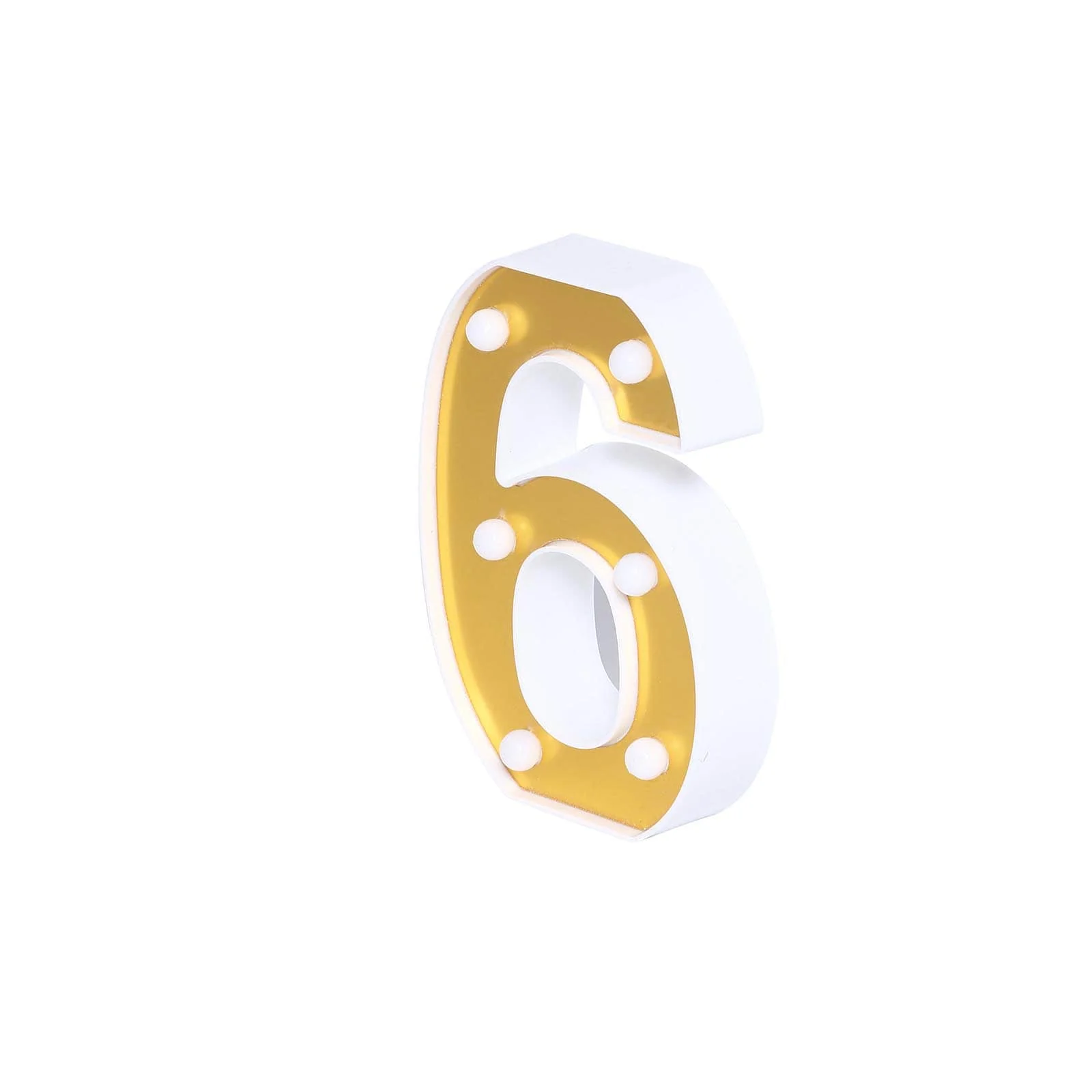 3D Marquee Number "6" Gold with Warm White 6 LED Lights 6" - Light-Up Decor for Weddings - Image 7