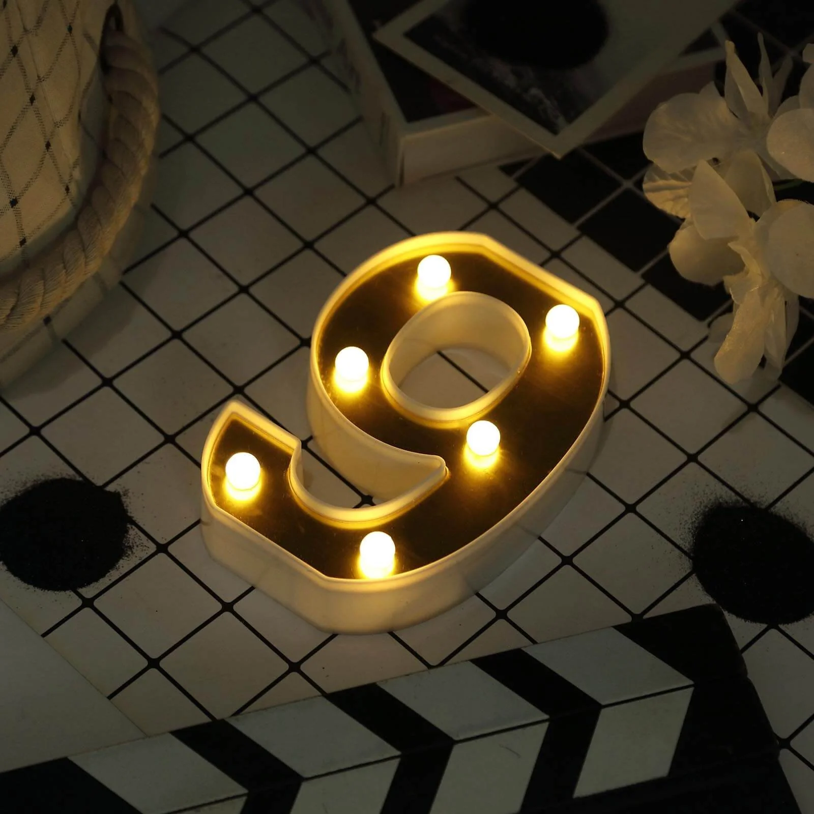 3D Marquee Number "9" Gold with Warm White 6 LED Lights 6" - Light-Up Decor for Weddings - Image 6