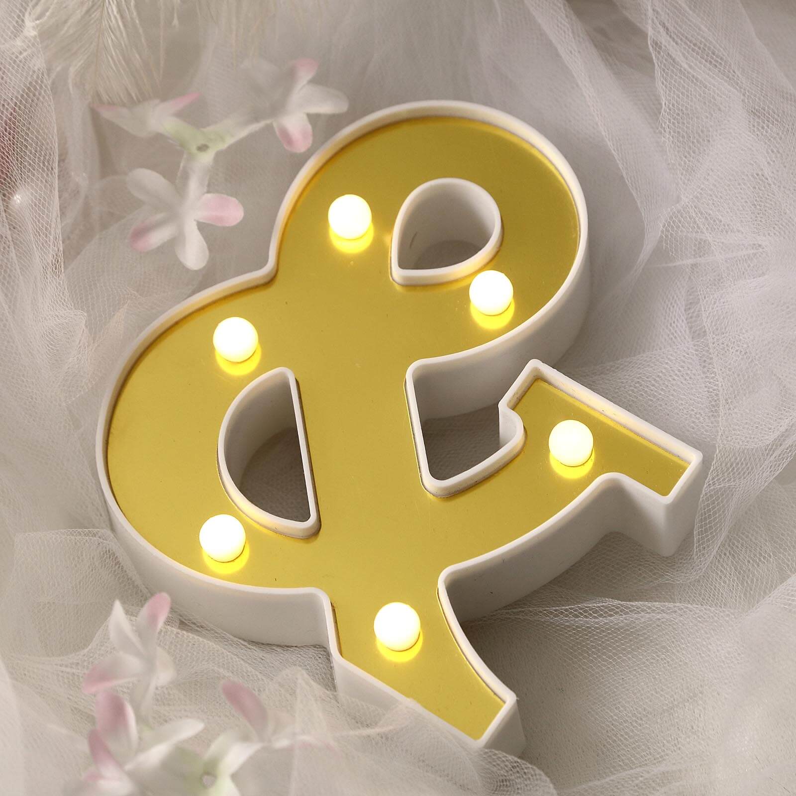 3D Marquee Symbol "&" Gold with Warm White 6 LED Lights 6" - Light-Up Decor for Events - Image 2