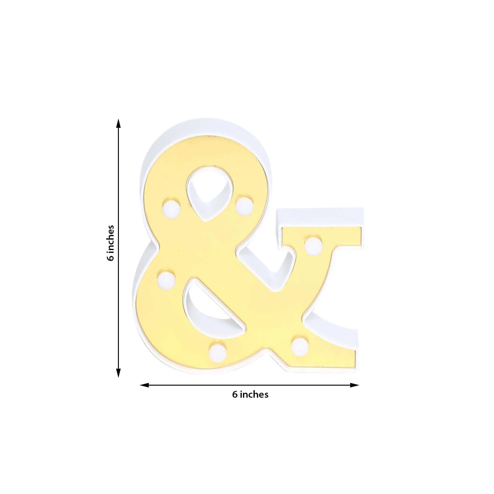 3D Marquee Symbol "&" Gold with Warm White 6 LED Lights 6" - Light-Up Decor for Events - Image 3