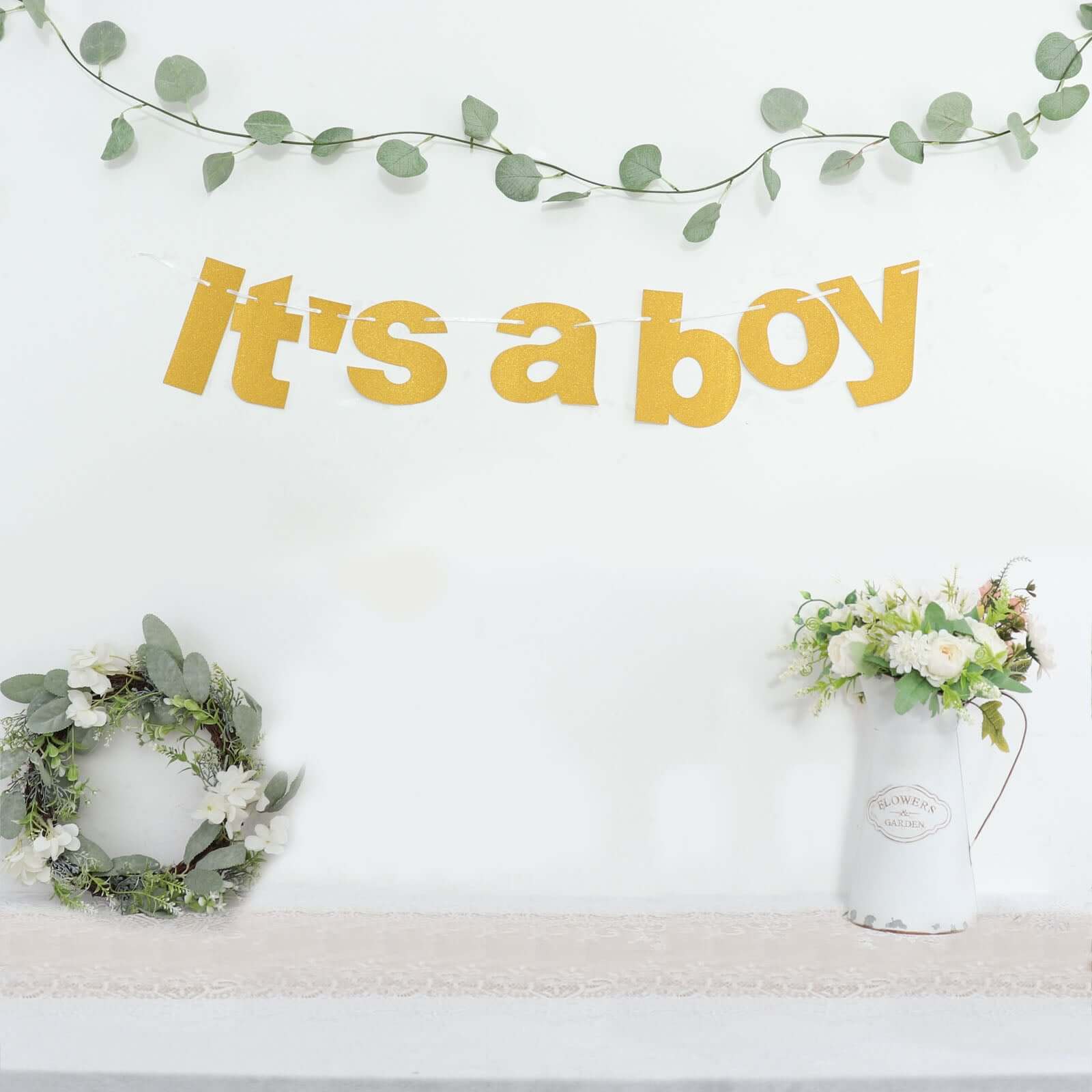 Gold Glittered It's a Boy Paper Hanging Gender Reveal Garland Banner, Baby Shower Banner 3ft - Image 10