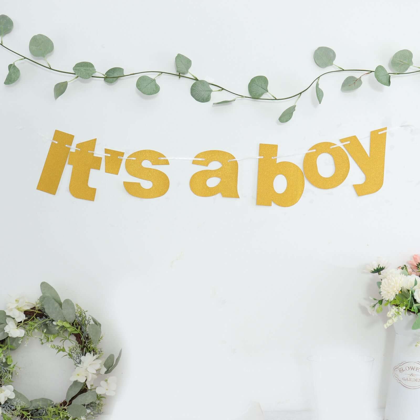Gold Glittered It's a Boy Paper Hanging Gender Reveal Garland Banner, Baby Shower Banner 3ft - Image 11