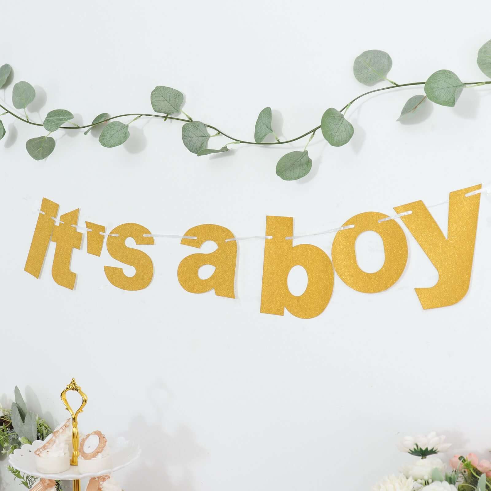 Gold Glittered It's a Boy Paper Hanging Gender Reveal Garland Banner, Baby Shower Banner 3ft - Image 14