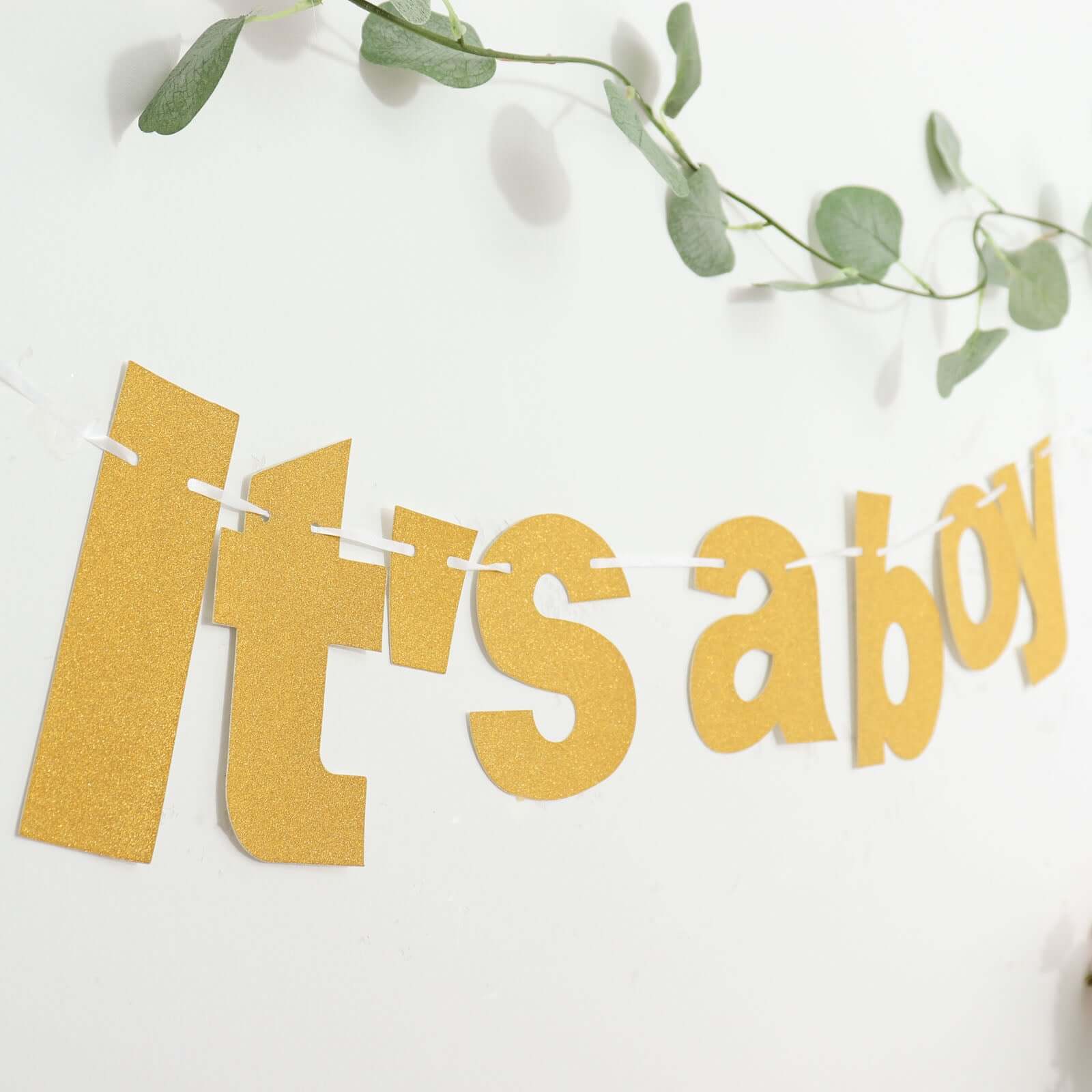 Gold Glittered It's a Boy Paper Hanging Gender Reveal Garland Banner, Baby Shower Banner 3ft - Image 2