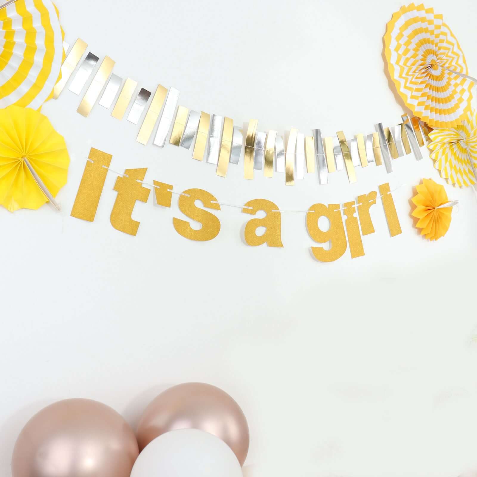 Gold Glittered It's a Girl Paper Hanging Gender Reveal Garland Banner, Baby Shower Banner 3ft - Image 12
