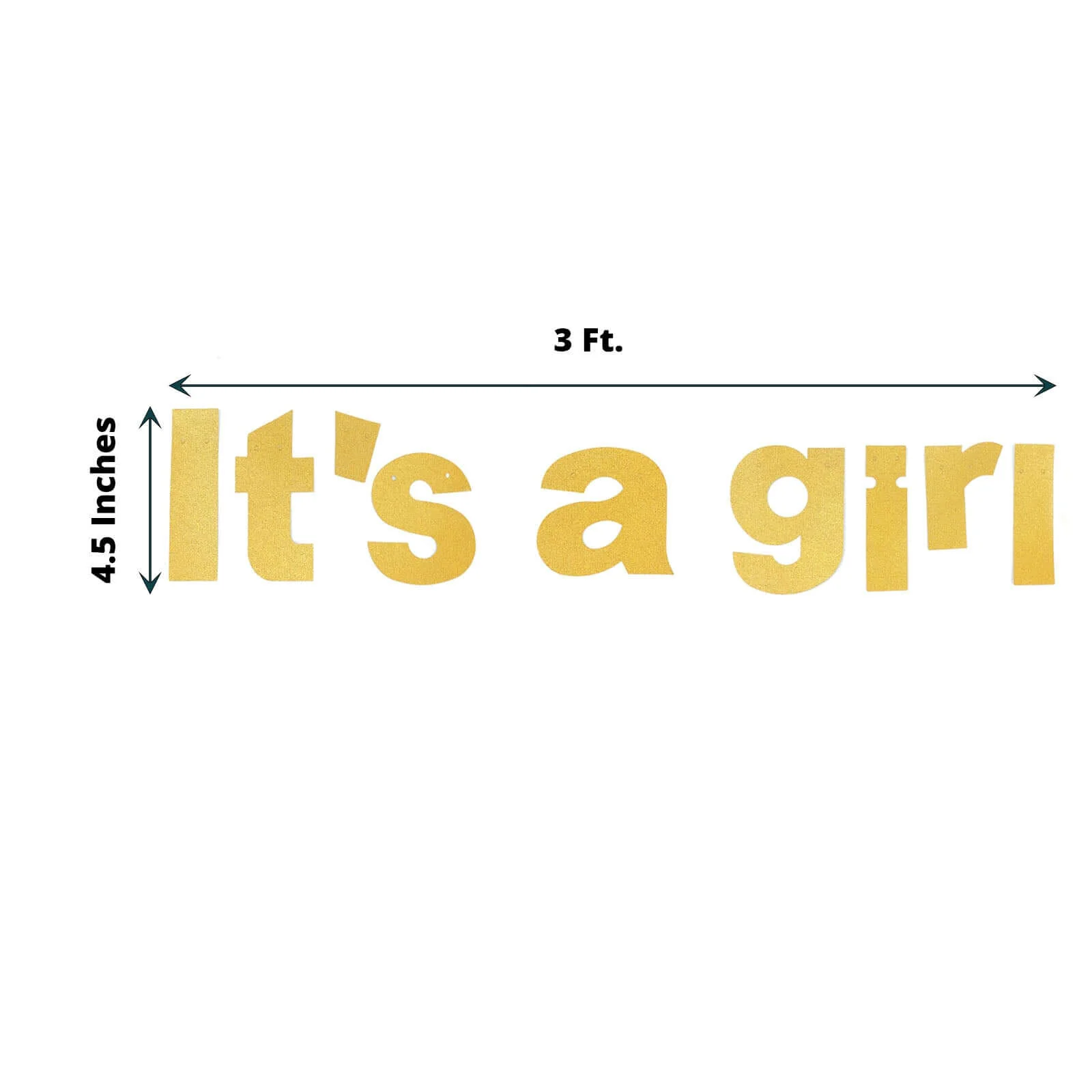 Gold Glittered It's a Girl Paper Hanging Gender Reveal Garland Banner, Baby Shower Banner 3ft - Image 3