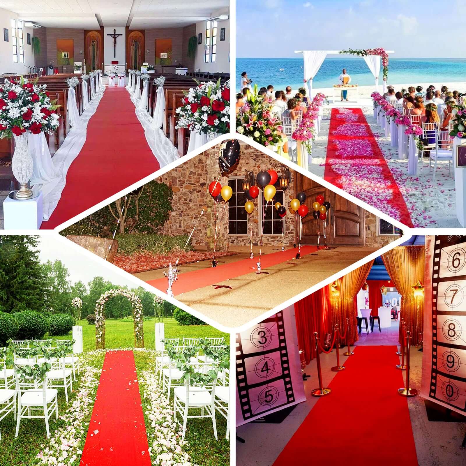 Hollywood Red Carpet Runner for Party, Red Rayon Wedding Aisle Runner 3ftx100ft - Image 4