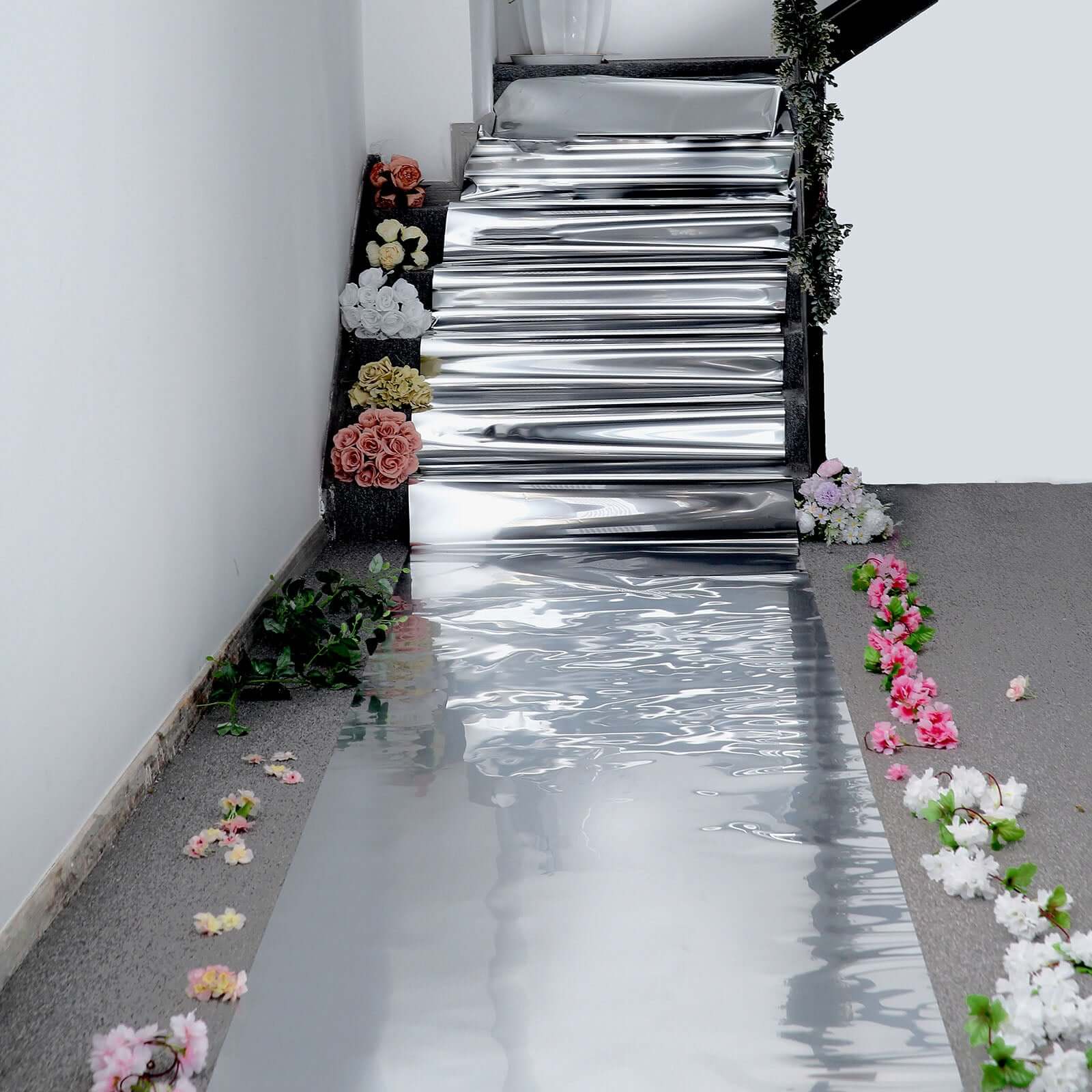 Metallic Silver Glossy Mirrored Wedding Aisle Runner, Non-Woven Red Carpet Runner - Prom, Hollywood, Glam Parties 3ftx65ft - Image 5
