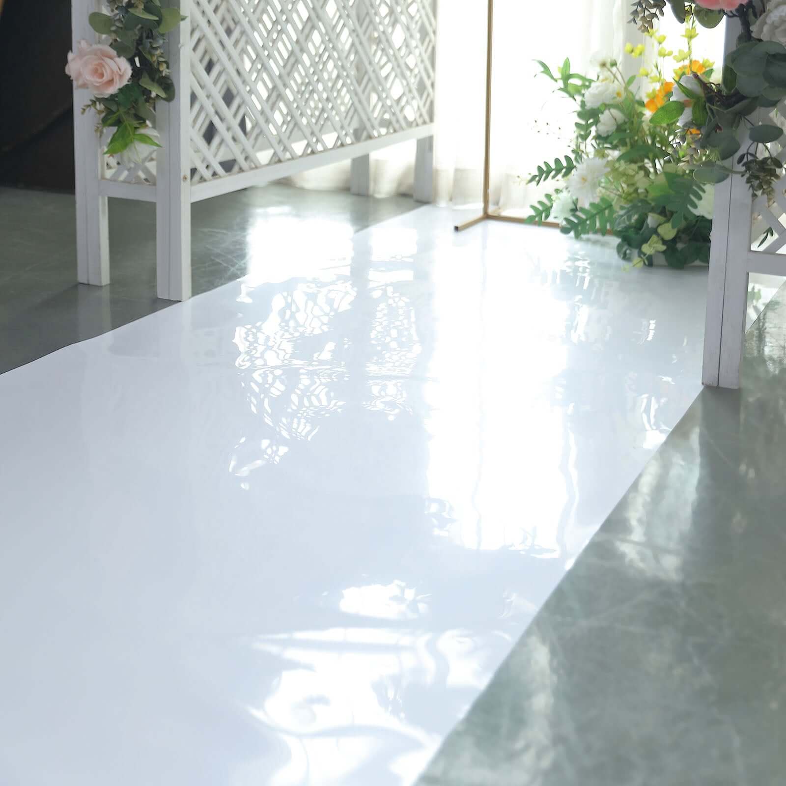 White Glossy Mirrored Wedding Aisle Runner, Non-Woven Red Carpet Runner - Prom, Hollywood, Glam Parties 3ftx65ft - Image 8