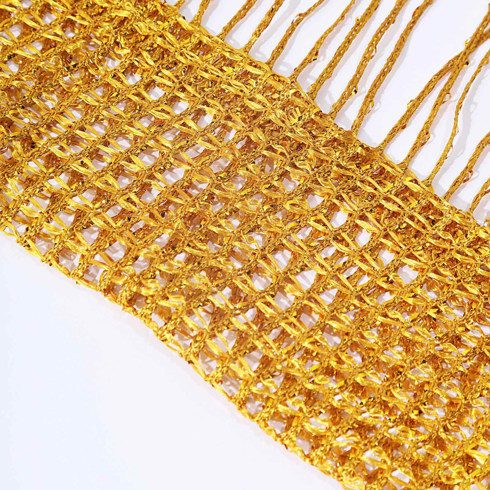 Gold Silk Tassel String Curtains, Decorative Room Divider Panels 3ftx8ft - Image 10