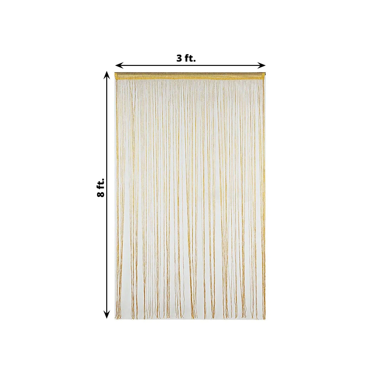Gold Silk Tassel String Curtains, Decorative Room Divider Panels 3ftx8ft - Image 3