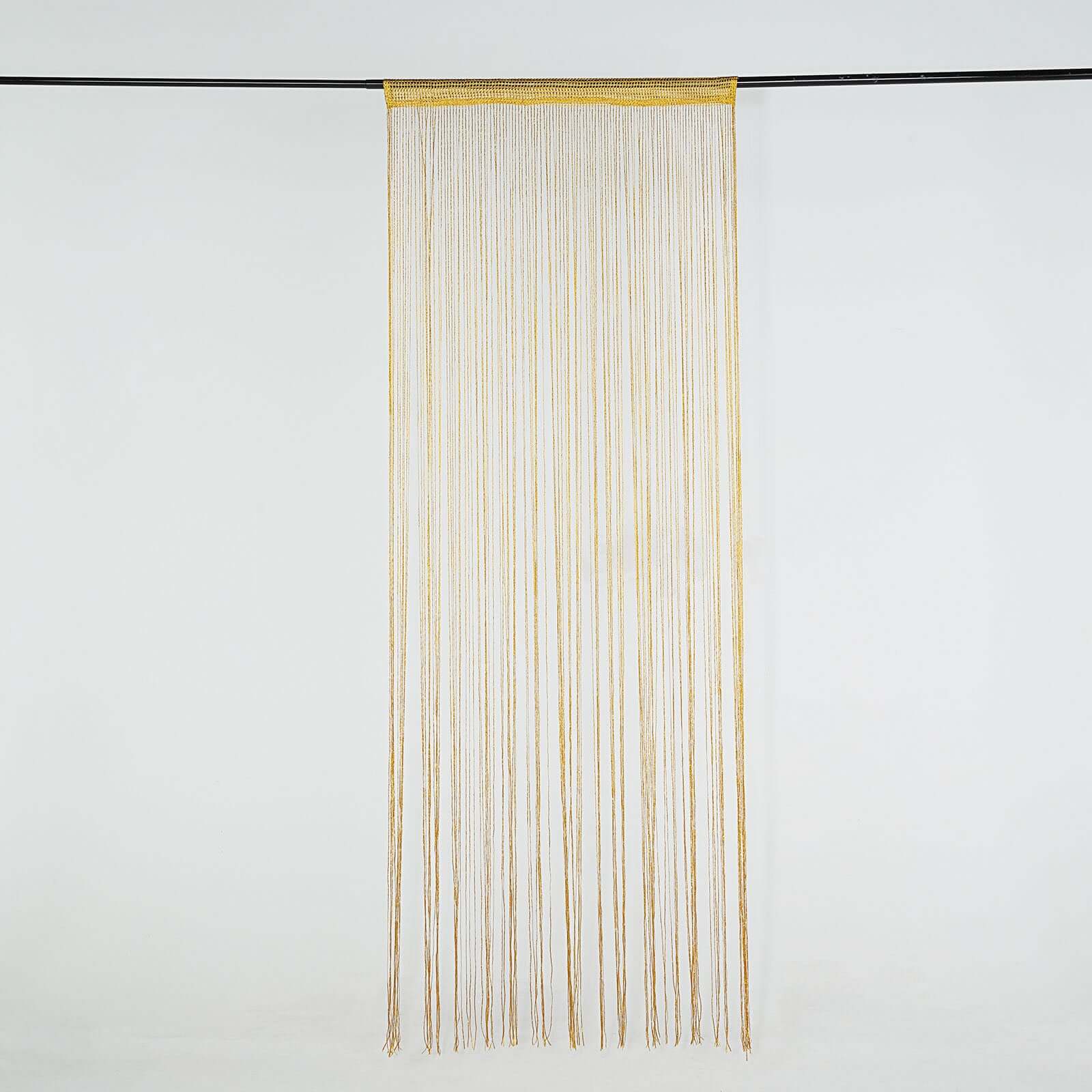Gold Silk Tassel String Curtains, Decorative Room Divider Panels 3ftx8ft - Image 5