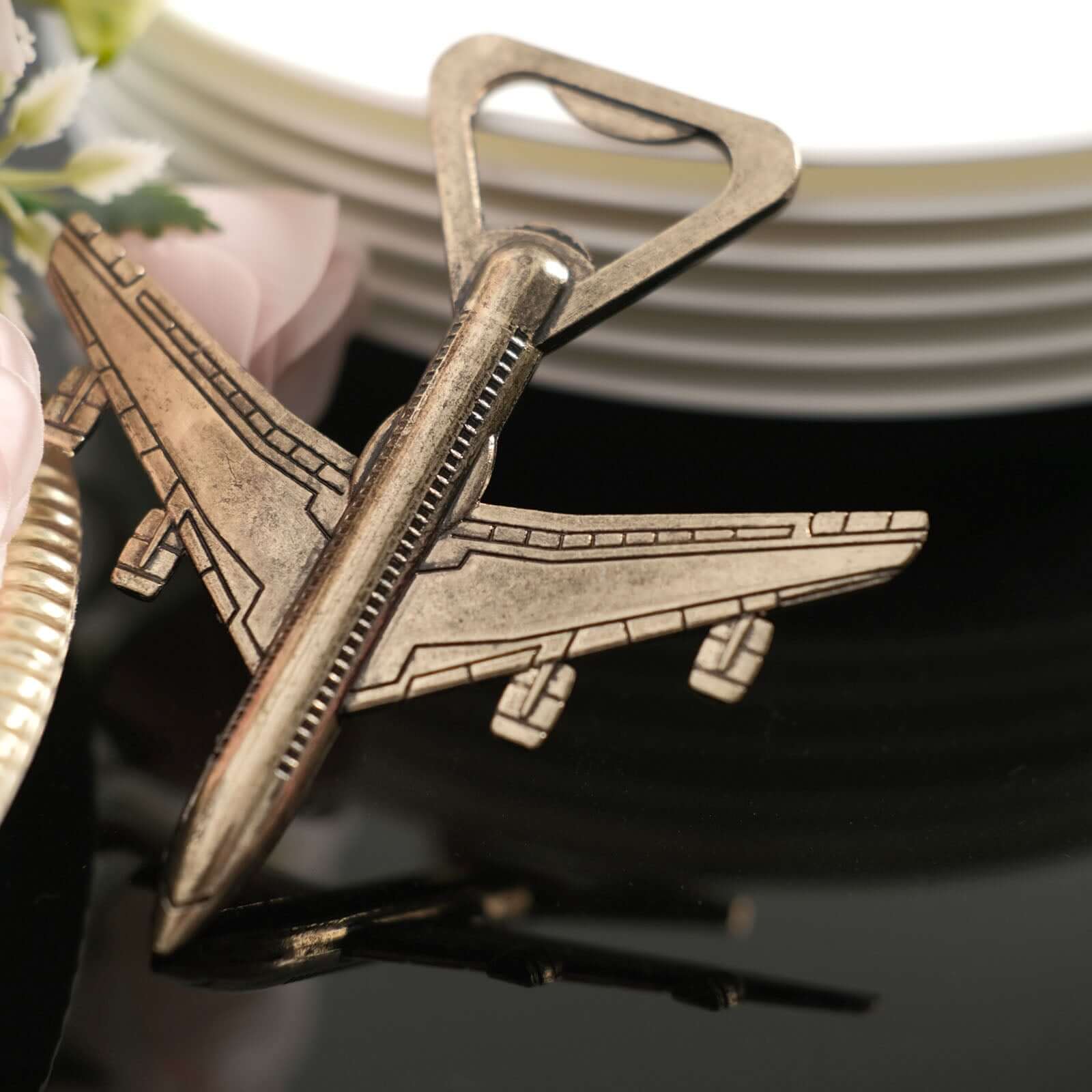 Antique Gold Metal Airplane Bottle Opener Vintage Party Favor Gift Box Pre-Packed 4" - Image 8