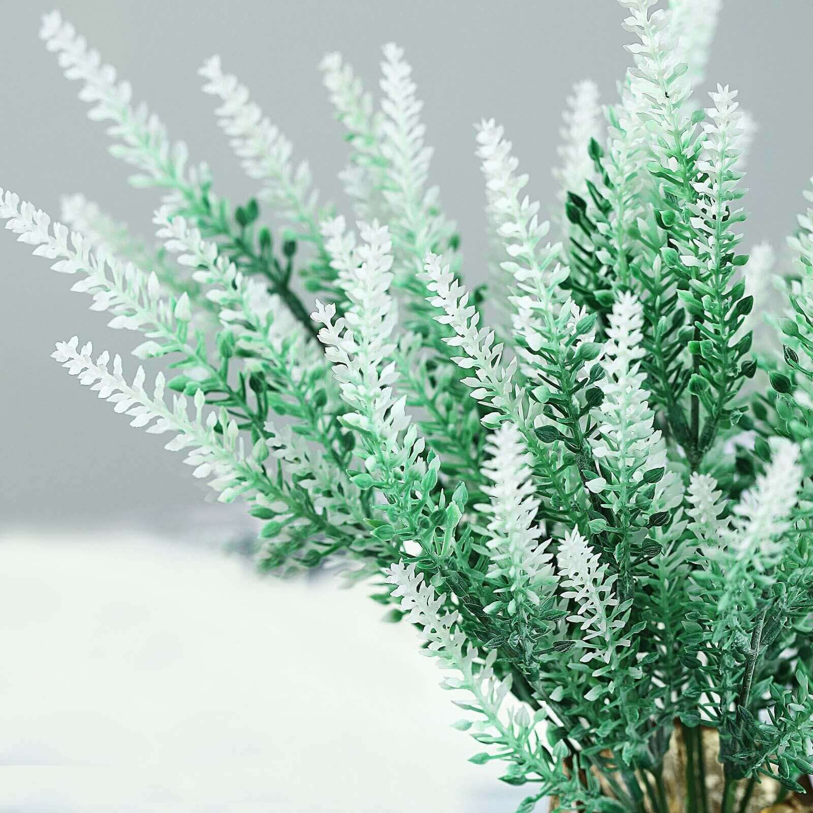 4 Bushes Green/White Artificial Lavender Flower Plant Stems Greenery 14" - Image 9
