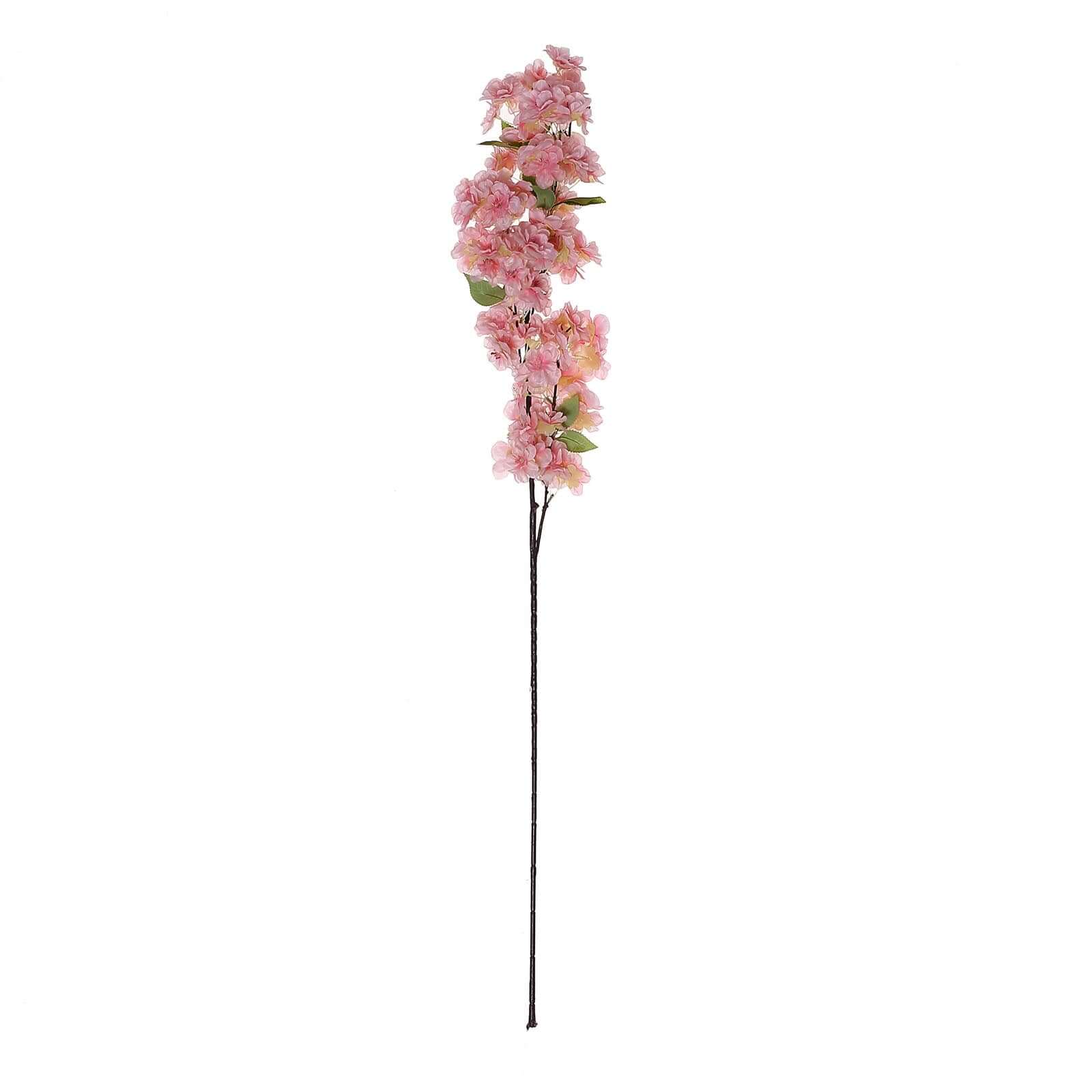 4 Stems Pink Artificial Silk Cherry Blossom Flower Branches – 40" Tall - Image 7