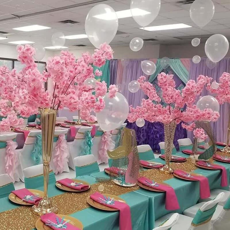 4 Stems Pink Artificial Silk Cherry Blossom Flower Branches – 40" Tall - Image 8