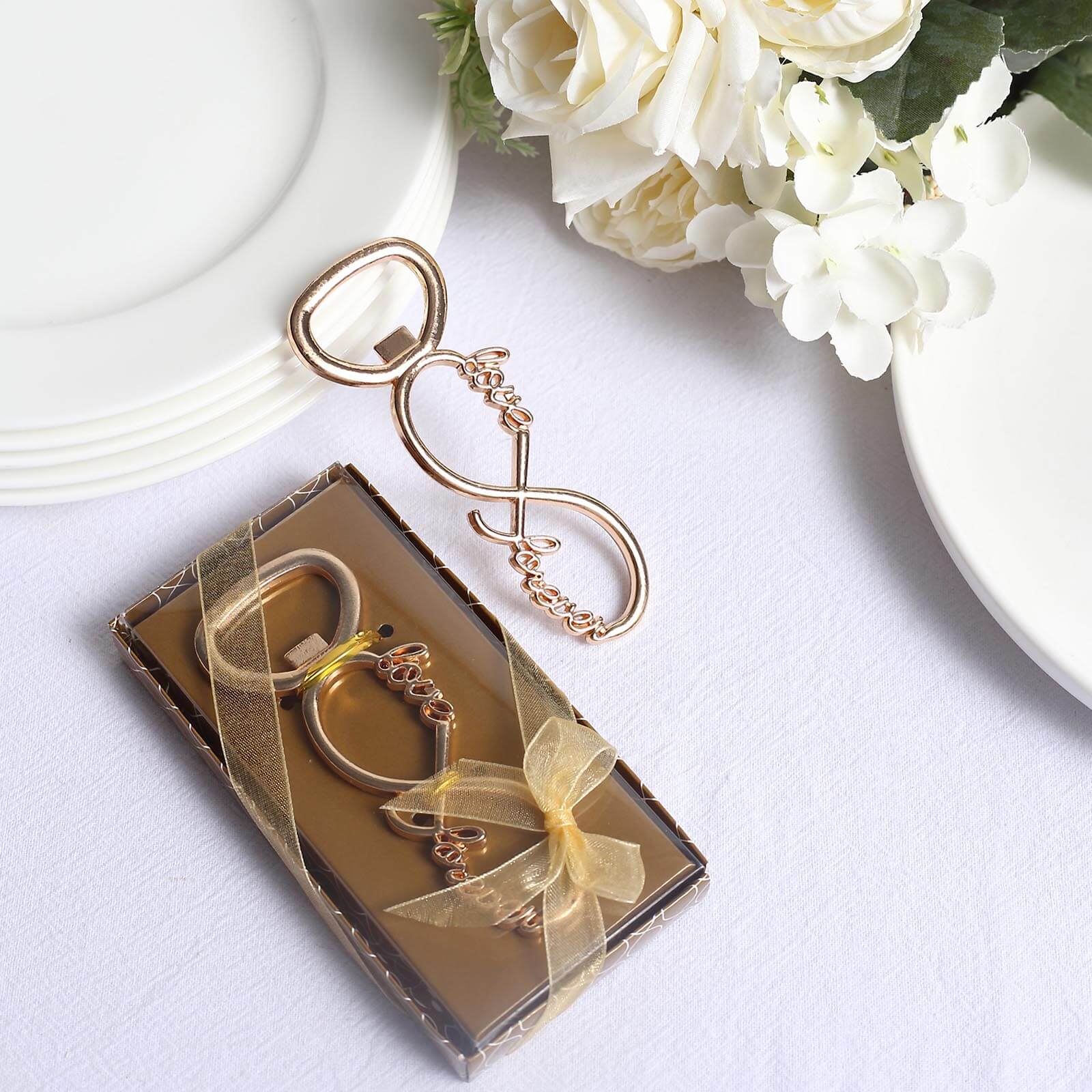 Gold Metal Infinity Sign "Love Forever" Bottle Opener Party Favors, Pre-Packed Wedding Souvenir Gift 4" - Image 5
