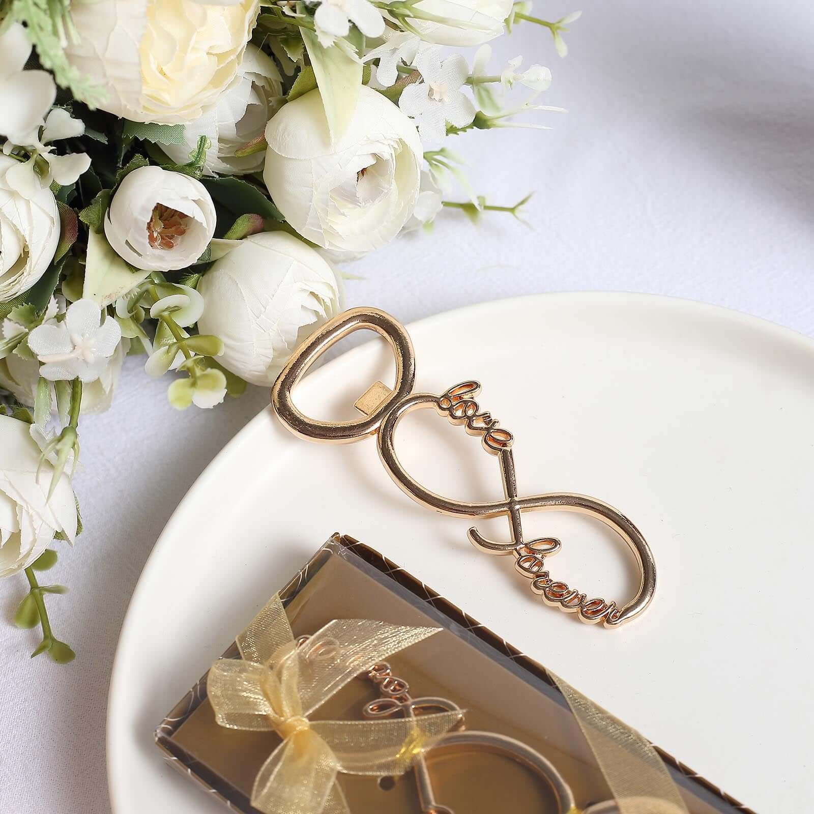 Gold Metal Infinity Sign "Love Forever" Bottle Opener Party Favors, Pre-Packed Wedding Souvenir Gift 4" - Image 6