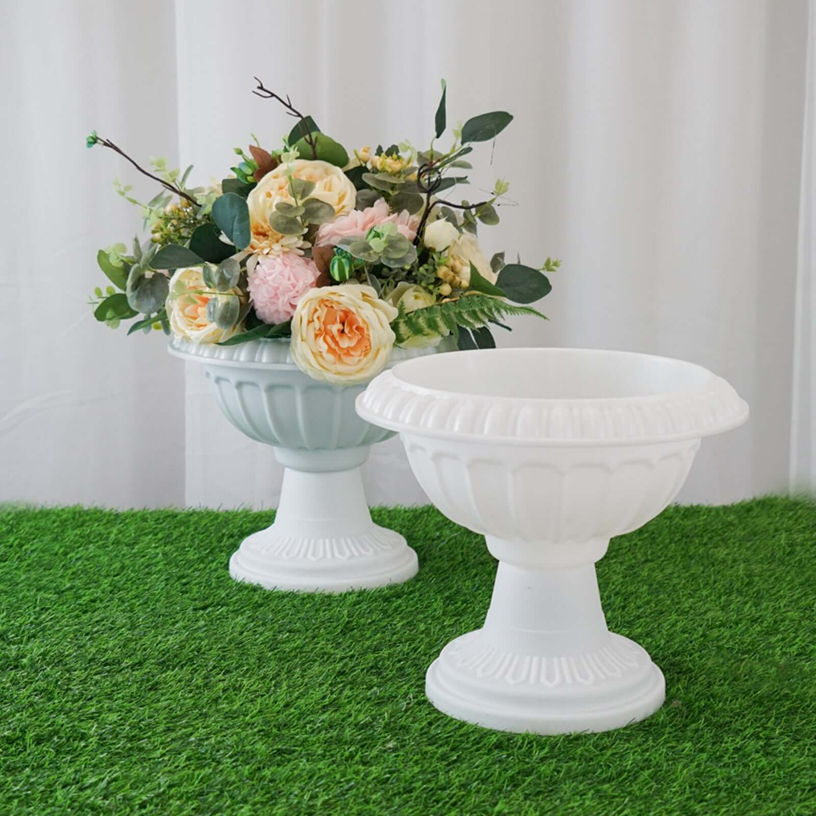 4 Pack Off White Crafted All Weather Roman Inspired Pedestal Column Flower Plant Stand Pot - PVC 11" - Image 6