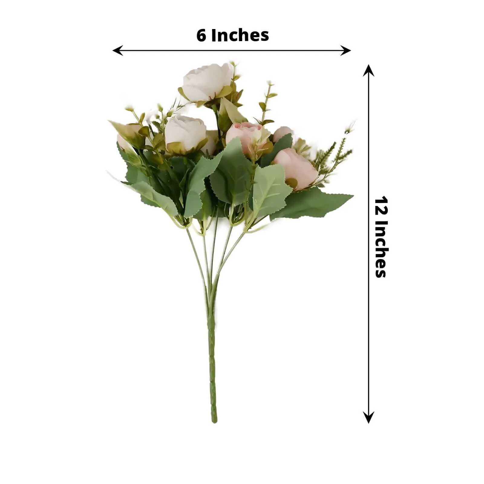 4 Pack Artificial Blush Mini Ranunculus Silk Flower Arrangements, Faux Buttercup Floral Bouquets 12" - Image 3