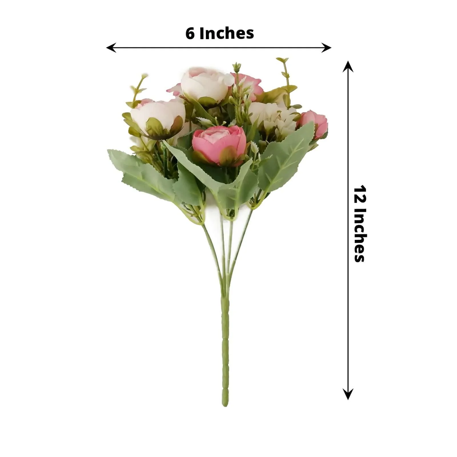 4 Pack Artificial Pink Mini Ranunculus Silk Flower Arrangements, Faux Buttercup Floral Bouquets 12" - Image 3
