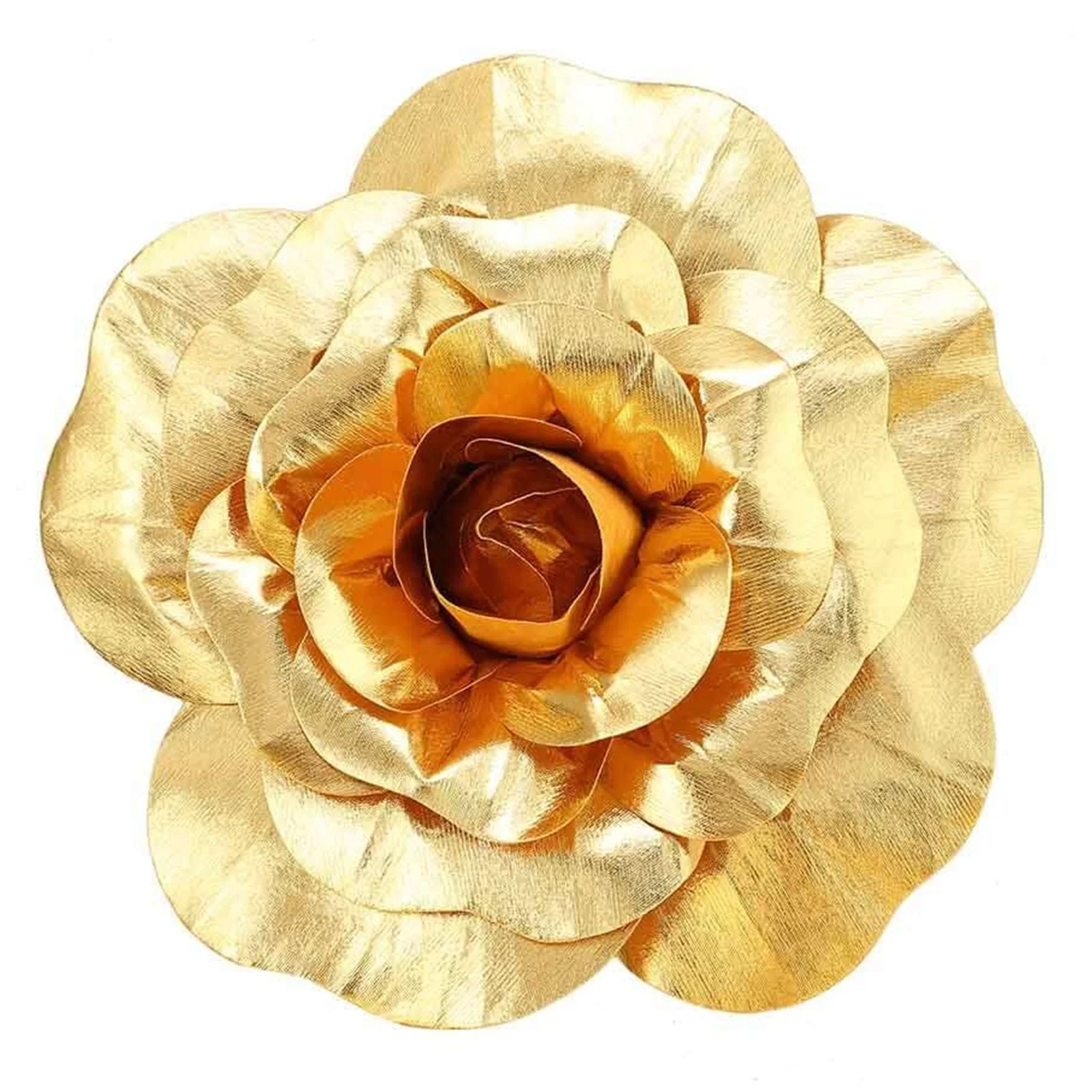 4 Pack Large Metallic Gold Real Touch Artificial Foam DIY Craft Roses 12" - Image 6