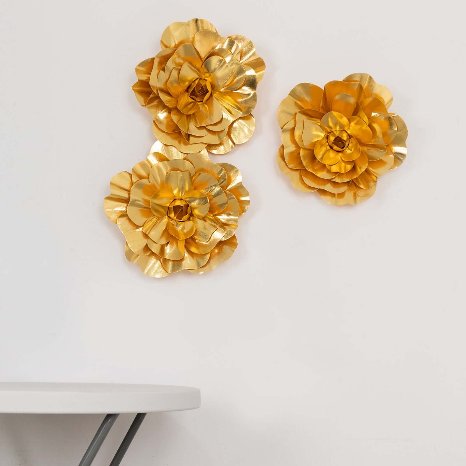 4 Pack Large Metallic Gold Real Touch Artificial Foam DIY Craft Roses 16" - Image 7