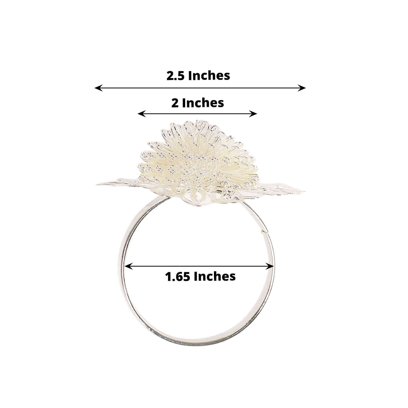 4 Pack Elegant Silver Metal Daisy Flower Napkin Rings, Floral Serviette Buckle Napkin Holders 2" - Image 3