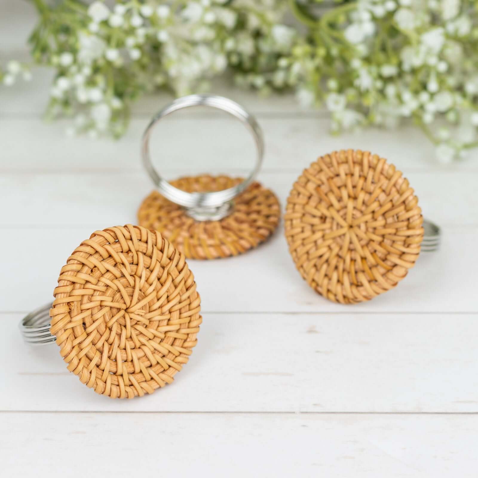 4 Pack Natural Farmhouse Style Jute Rattan Metal Napkin Rings, Handmade Rustic Woven Serviette Buckle Holders 2" - Image 11