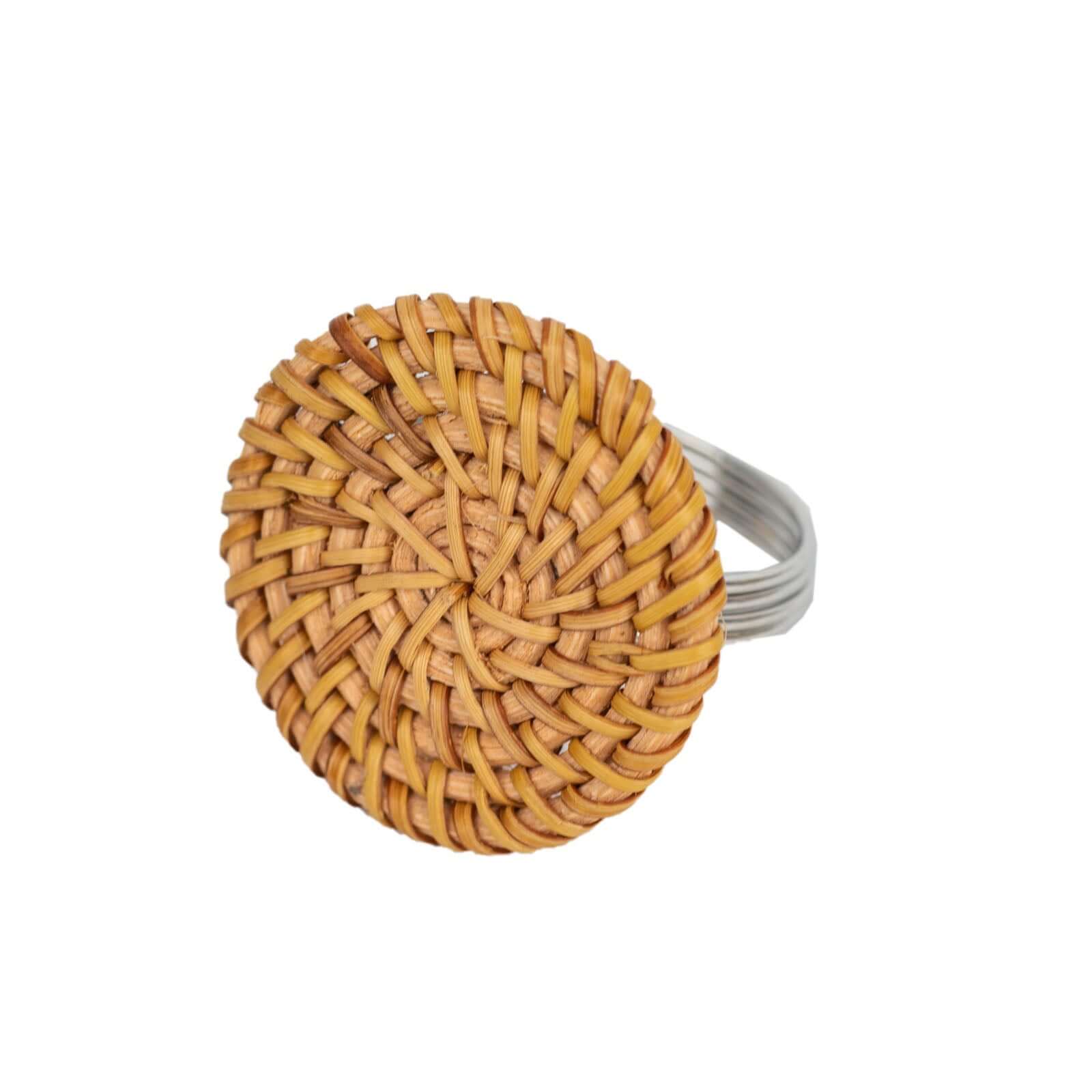 4 Pack Natural Farmhouse Style Jute Rattan Metal Napkin Rings, Handmade Rustic Woven Serviette Buckle Holders 2" - Image 7