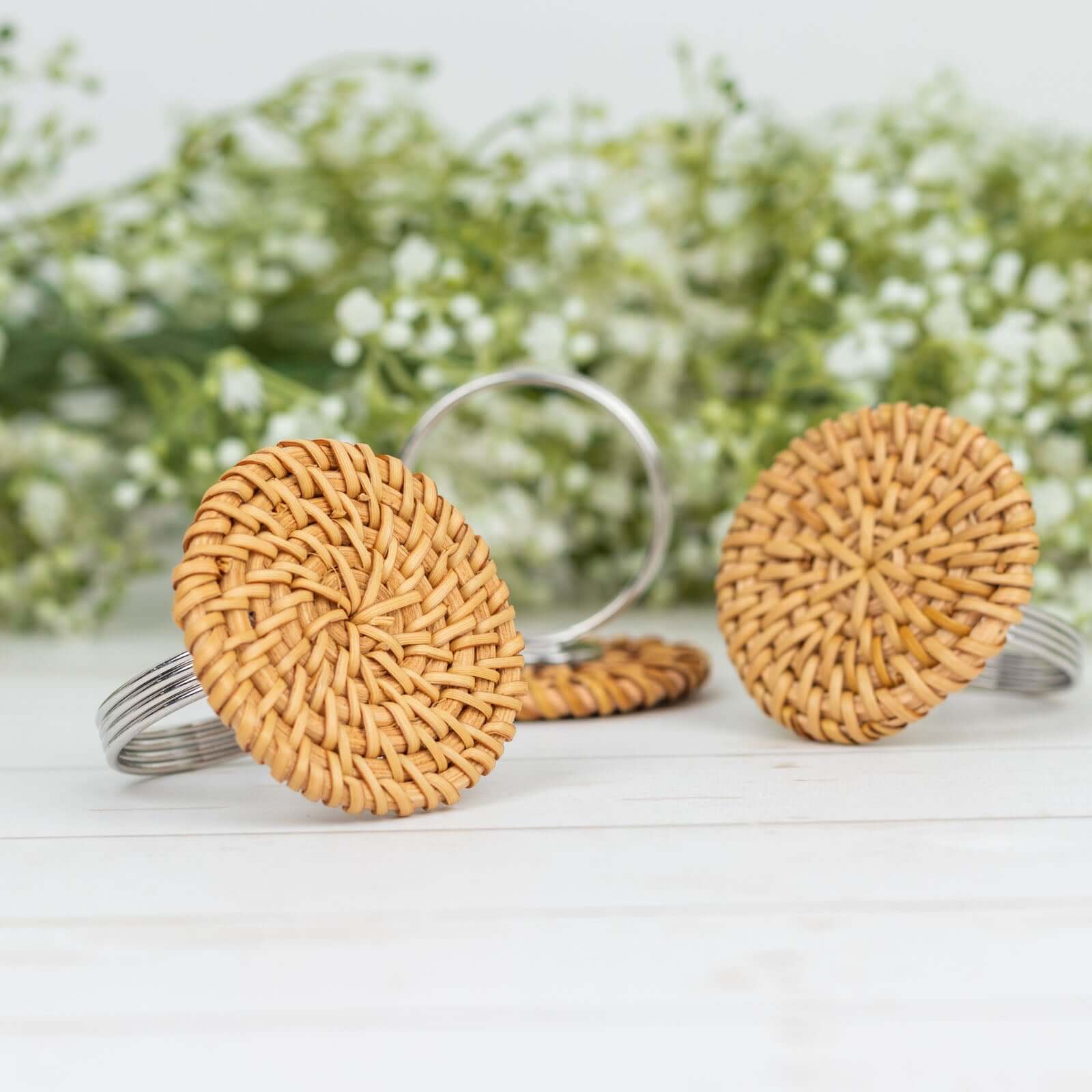 4 Pack Natural Farmhouse Style Jute Rattan Metal Napkin Rings, Handmade Rustic Woven Serviette Buckle Holders 2" - Image 9