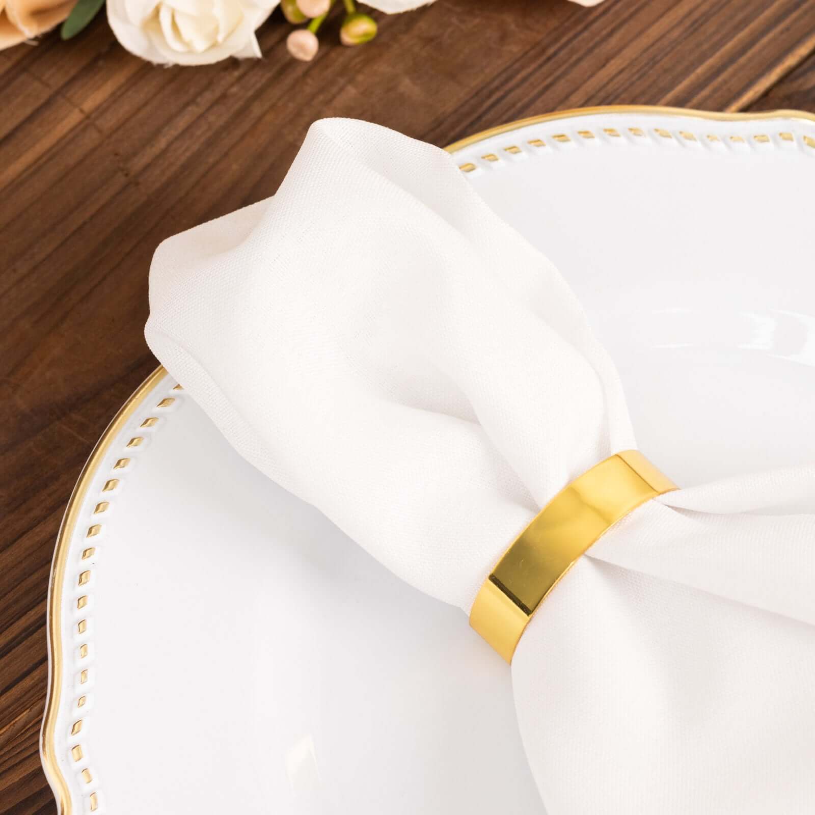 4 Pack Shiny Gold Metal Semicircle Napkin Rings, D-Shaped Serviette Buckle Napkin Holders 2" - Image 2