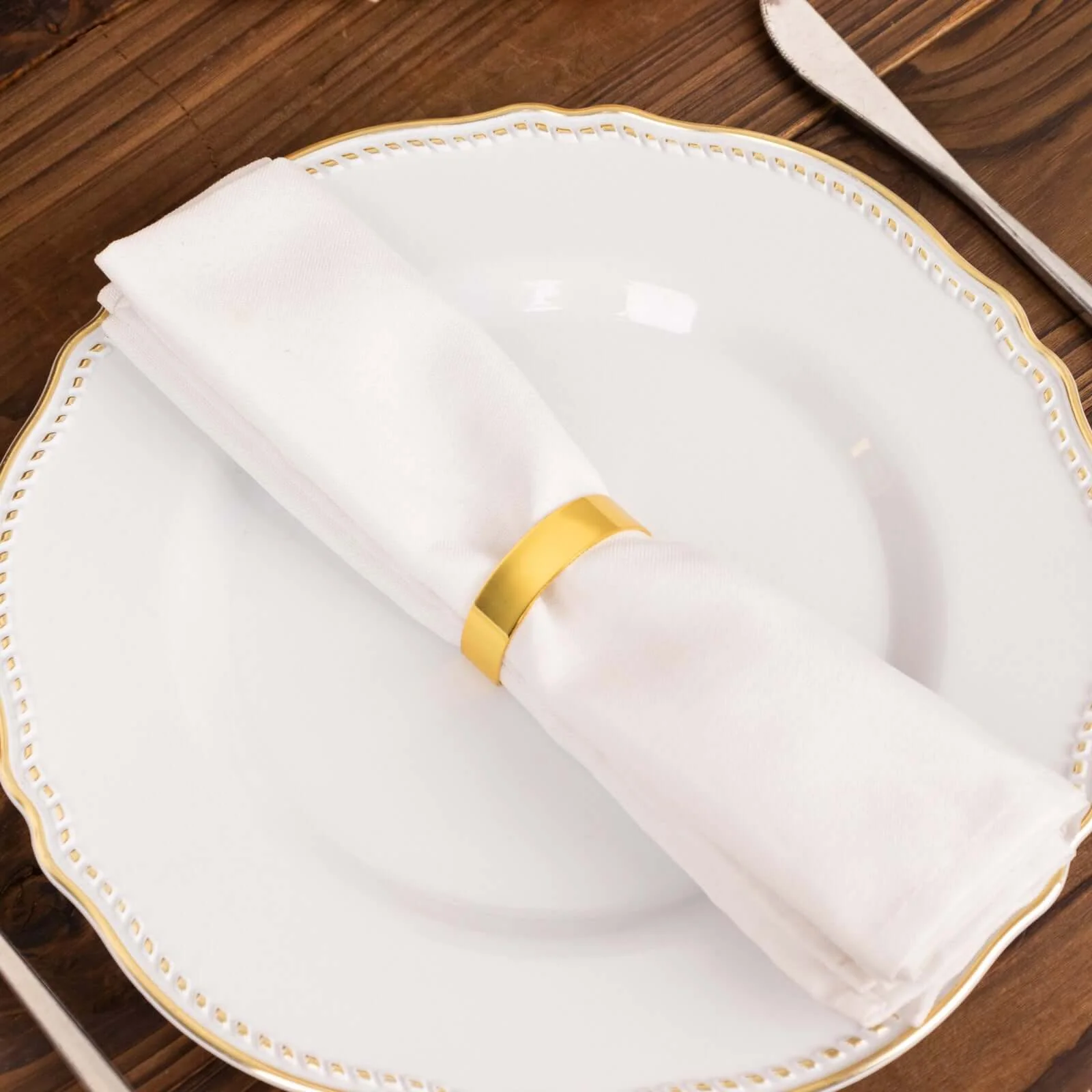 4 Pack Shiny Gold Metal Semicircle Napkin Rings, D-Shaped Serviette Buckle Napkin Holders 2" - Image 6