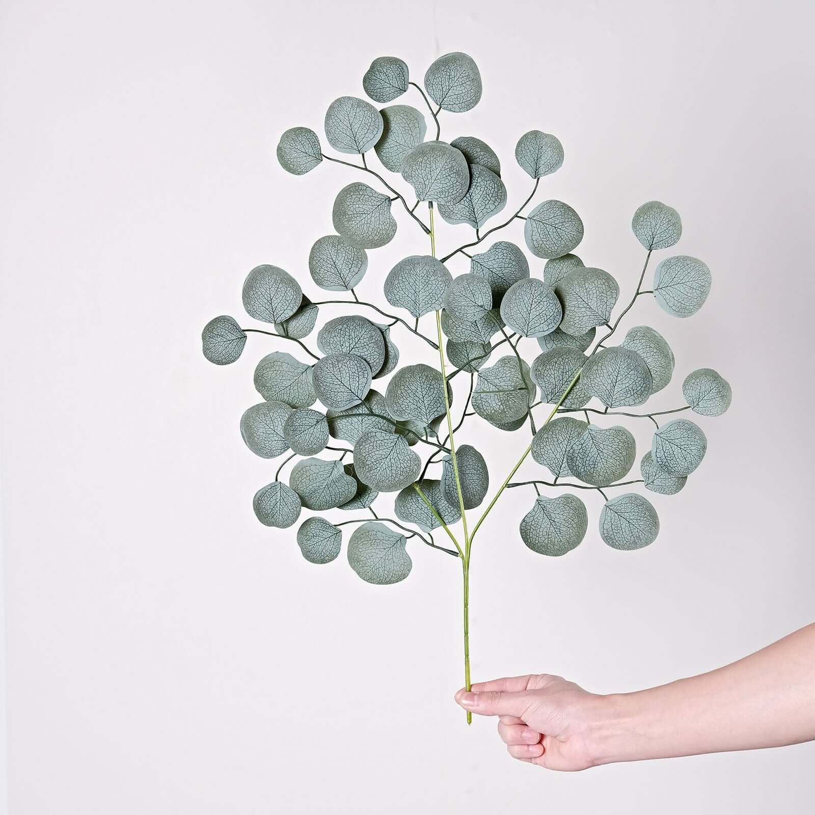 4 Pack Real Touch Frosted Green Artificial Silk Eucalyptus Leaf Stems 25" - Image 2