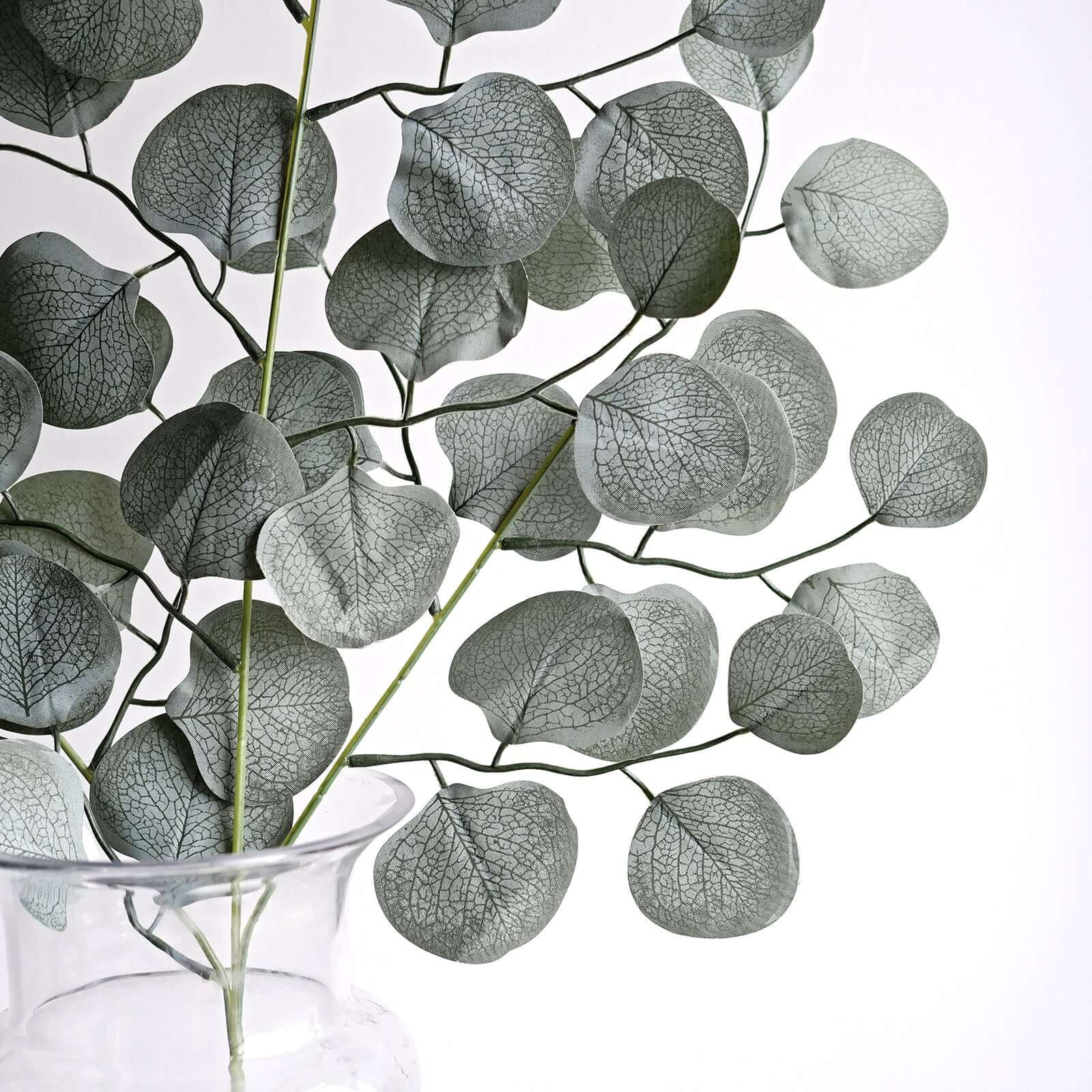 4 Pack Real Touch Frosted Green Artificial Silk Eucalyptus Leaf Stems 25" - Image 8