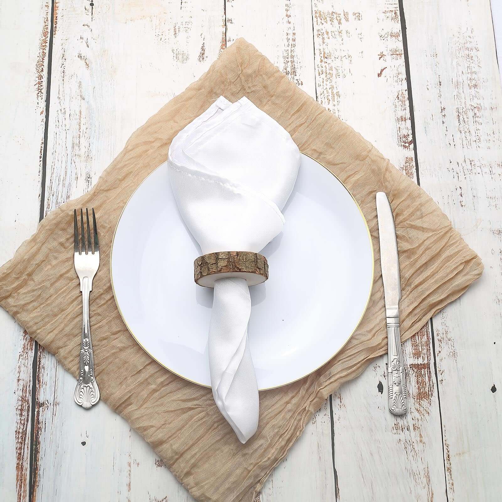 4 Pack Boho Rustic Natural Birch Wood Napkin Ring Wood Slices, Farmhouse Napkin Holders 3" - Image 2