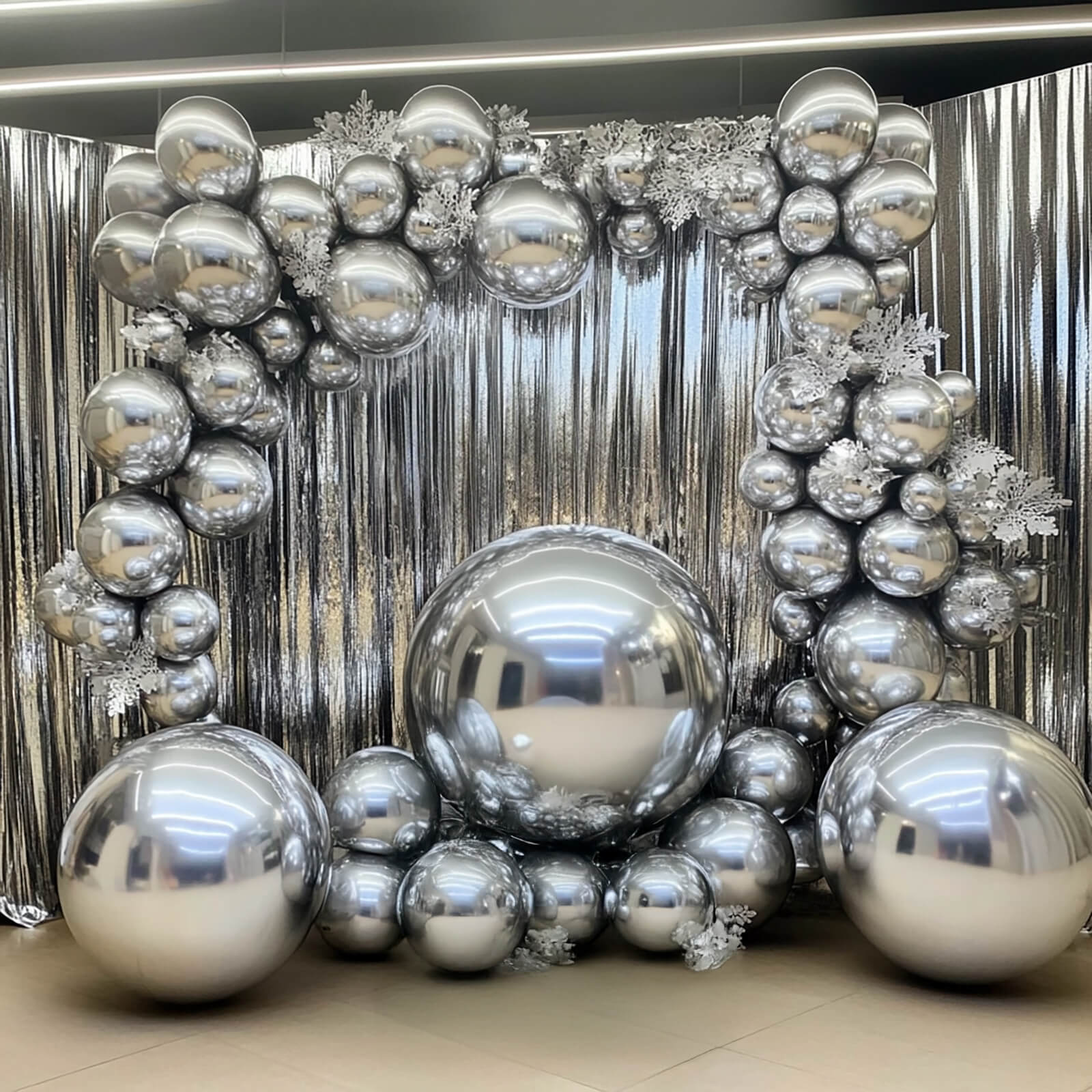 4-Pack 32" Orbz Mylar Foil Balloons, Metallic Silver Large Round Sphere Helium or Air-Filled Party Decorations - Image 8