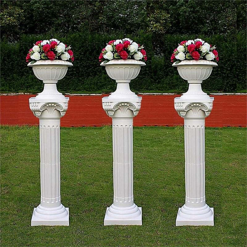 4 Pack White Height Adjustable Empirical Roman Inspired Pedestal Column Plant Stand - PVC 34" - Image 2